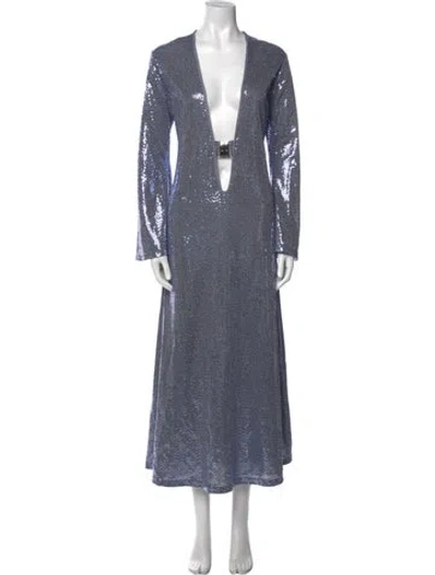 Pre-owned Dodo Bar Or V-neck Long Dress In Blue