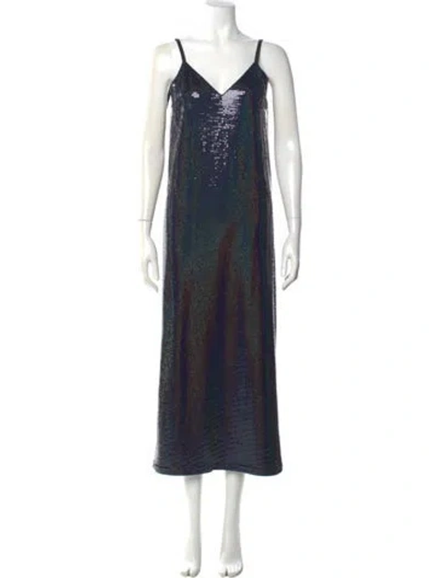 Pre-owned Dodo Bar Or V-neck Long Dress In Blue