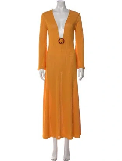 Pre-owned Dodo Bar Or V-neck Long Dress In Orange