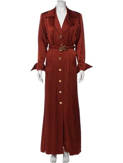 Pre-owned Dodo Bar Or V-neck Long Dress In Red
