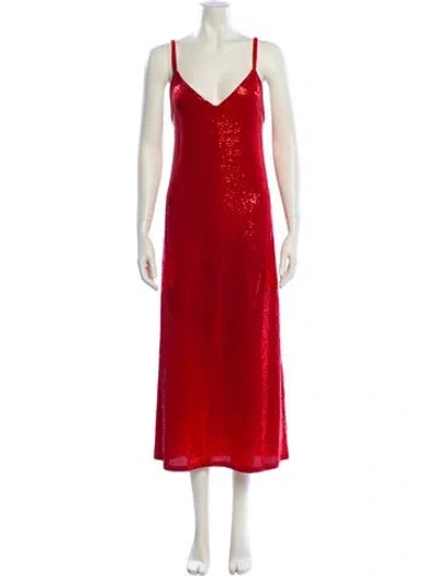 Pre-owned Dodo Bar Or V-neck Long Dress W/ Tags In Red