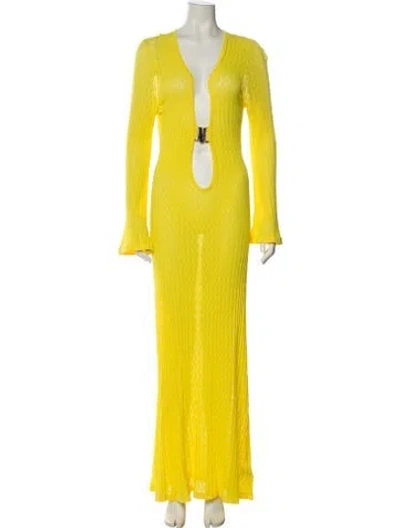 Pre-owned Dodo Bar Or V-neck Long Dress In Yellow