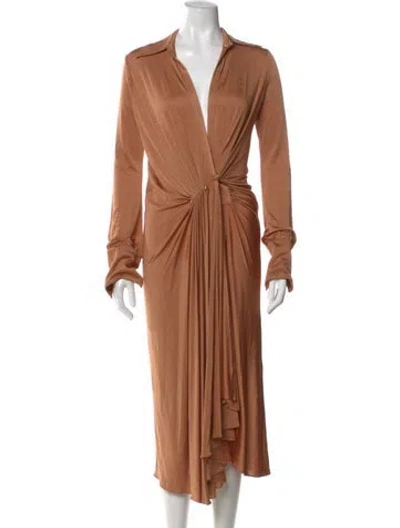 Pre-owned Dodo Bar Or V-neck Midi Length Dress In Orange