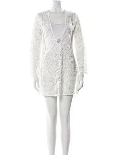 Pre-owned Dodo Bar Or V-neck Mini Dress In White