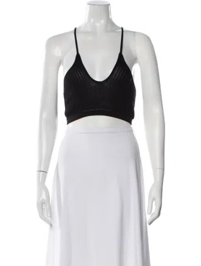 Pre-owned Dodo Bar Or V-neck Sleeveless Crop Top In Black