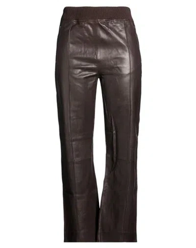 Dodo Bar Or Woman Pants Chocolate Brown Size 10 Leather