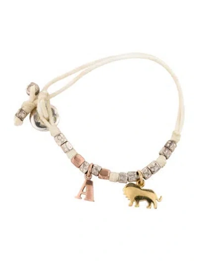 Pre-owned Dodo Tricolor Cord Mixed Charm Bracelet, 7" In White