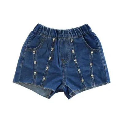 Doe A Dear Kids' Girl's Denim Rhinestone Shorts In Blue