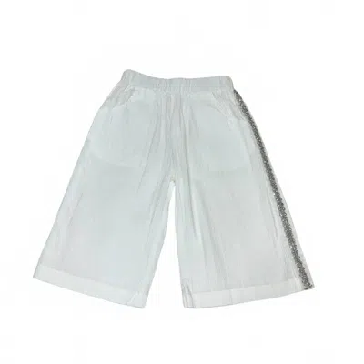 Doe A Dear Kids' Girl's Embellish Trim Wide Leg Pant In White