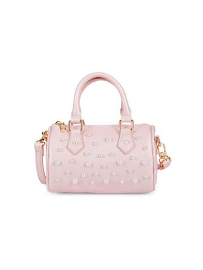 Doe A Dear Girl's Faux Pearl Top Handle Bag In Pink
