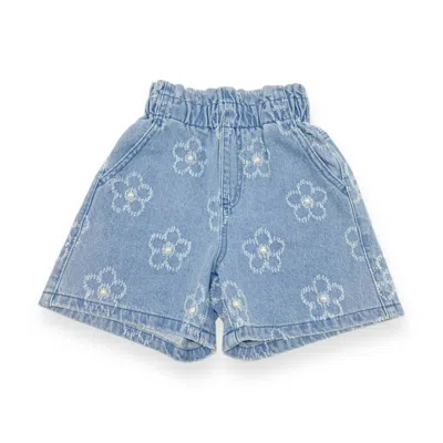 Doe A Dear Kids' Girl's Floral Shorts In Denim In Multi