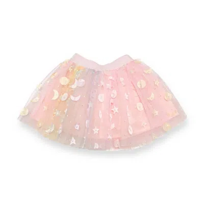 Doe A Dear Kids' Girl's Moon And Star Embellished Tutu Skirt In Pink