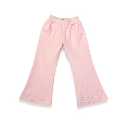 Doe A Dear Kids' Girl's Silver Gem Flare Pants In Pink