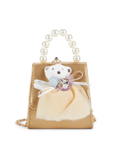Doe A Dear Kids' Girl's Teddy Top Handle Bag In Gold