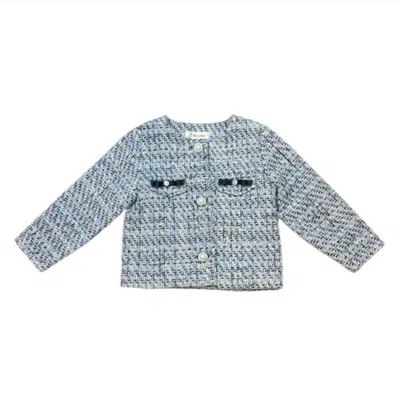 Doe A Dear Kids' Girls Pearl Button Tweed Jacket In Black / Blue