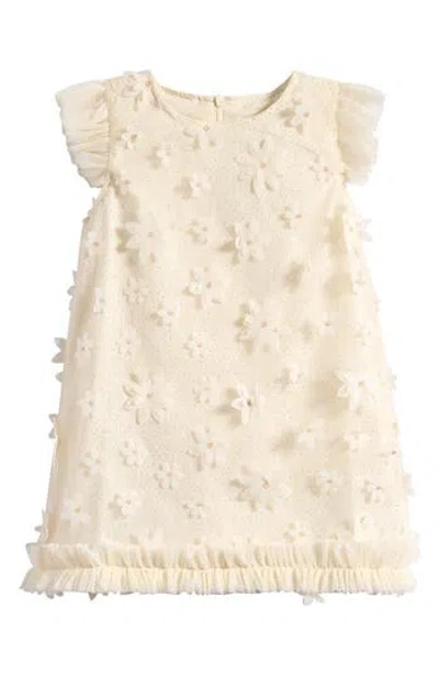 Doe A Dear Kids' 3d Floral Dress In Neutral