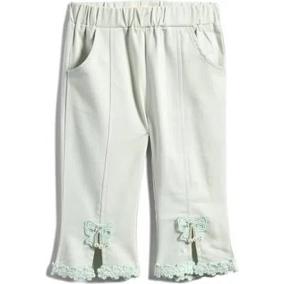 Doe A Dear Kids' Bow Lace Split Hem Pants In Green
