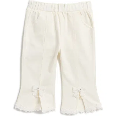 Doe A Dear Kids' Bow Lace Split Hem Pants In White
