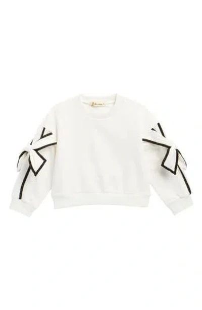 Doe A Dear Kids' Bow Sleeve Sweatshirt In White