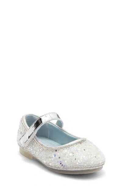 Doe A Dear Kids' Clear Stone Mary Jane Flat In Silver