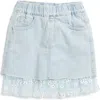 Doe A Dear Kids' Daisy Mesh Trim Denim Skirt In Blue