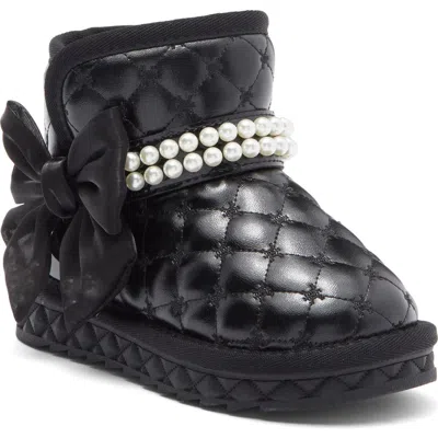 Doe A Dear Kids' Faux Pearl Boot In Black
