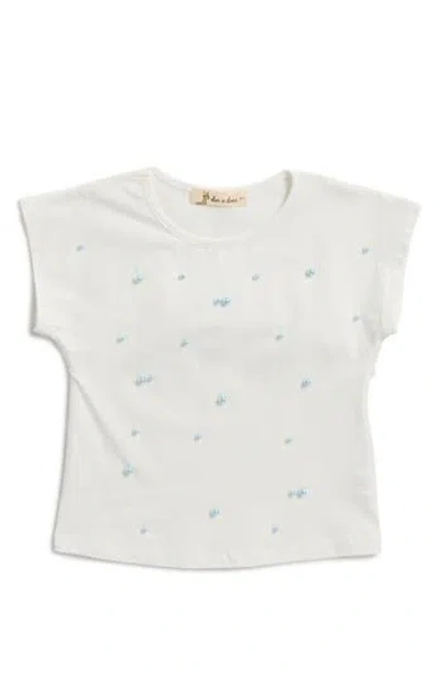 Doe A Dear Kids' Faux Pearl Embellished T-shirt In White/blue