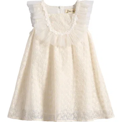 Doe A Dear Kids' Floral Embroidered Bib Dress In Neutral