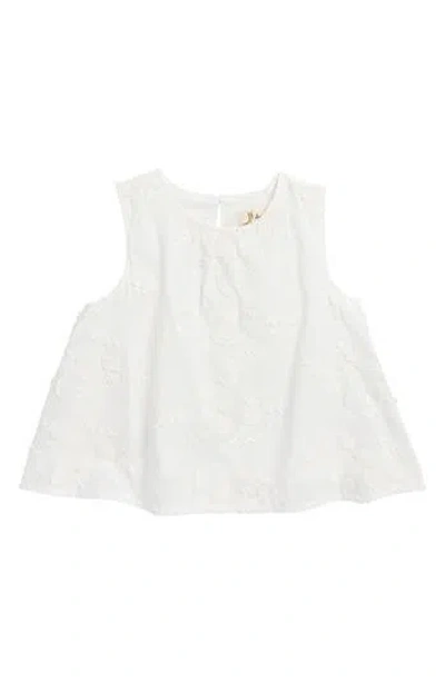 Doe A Dear Kids' Floral Embroidered Cotton Top In White