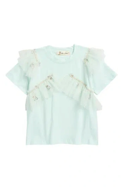 Doe A Dear Kids' Floral Mesh T-shirt In Blue