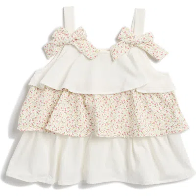 Doe A Dear Kids' Floral Tiered Dress In Ivory Multi