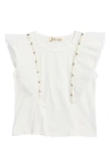 Doe A Dear Kids' Flutter Sleeve Embellished T-shirt In White