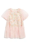 Doe A Dear Kids' Fruit Pattern Mesh Layer Dress In Pink