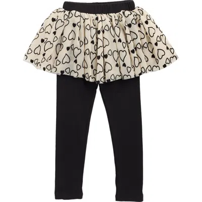 Doe A Dear Kids' Heart Mesh Velvet Skirted Leggings In Multi
