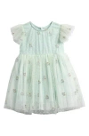 Doe A Dear Kids' Hearts Embroidered Dress In Green