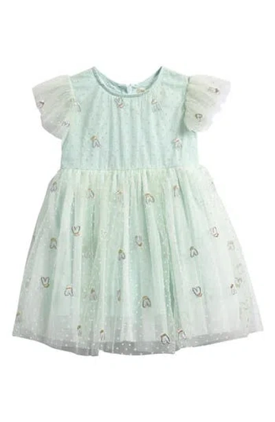 Doe A Dear Kids' Hearts Embroidered Dress In Green