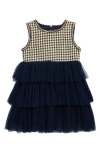 Doe A Dear Kids' Houndstooth Chiffon Tiered Dress In Multi