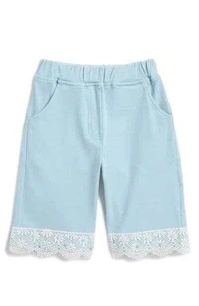 Doe A Dear Kids' Lace Trim Twill Wide Leg Pants In Blue