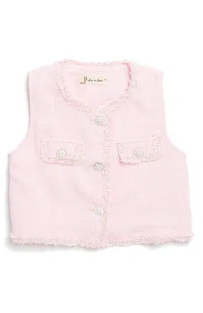 Doe A Dear Babies'  Kids' Novelty Button Tweed Vest In Pink