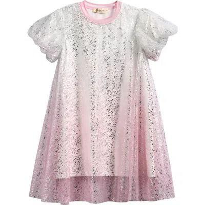 Doe A Dear Kids' Ombré Foil Print Mesh Dress In Pink