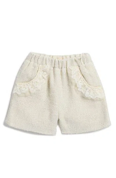 Doe A Dear Kids' Organza Trim Tweed Shorts In Neutral