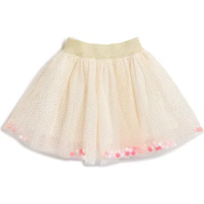 Doe A Dear Kids' Pompom Glitter Mesh Tutu Skirt In Neutral