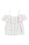 Doe A Dear Kids' Print Pleated Chiffon Top In Multi