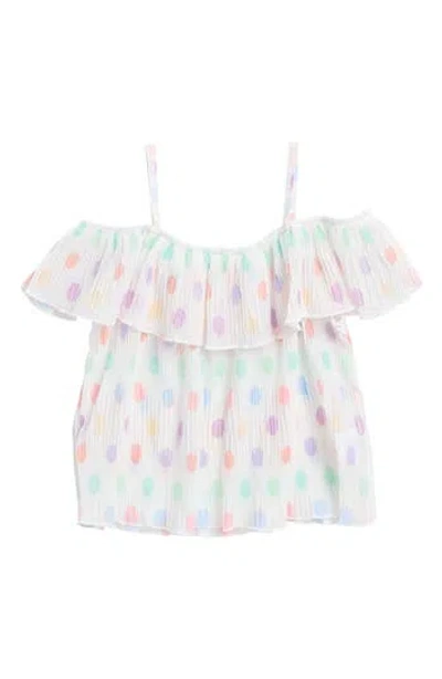 Doe A Dear Kids' Print Pleated Chiffon Top In Multi