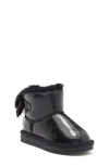 Doe A Dear Kids' Rhinestone Tassel Faux Fur Trim Boot In Black