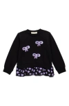 Doe A Dear Kids' Sequin Bow Sweatshirt In Black