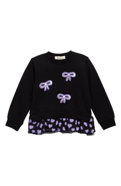 Doe A Dear Kids' Sequin Bow Sweatshirt In Black