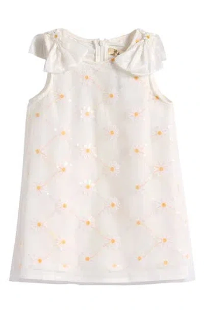 Doe A Dear Kids' Sequin Daisy Mesh Dress In White