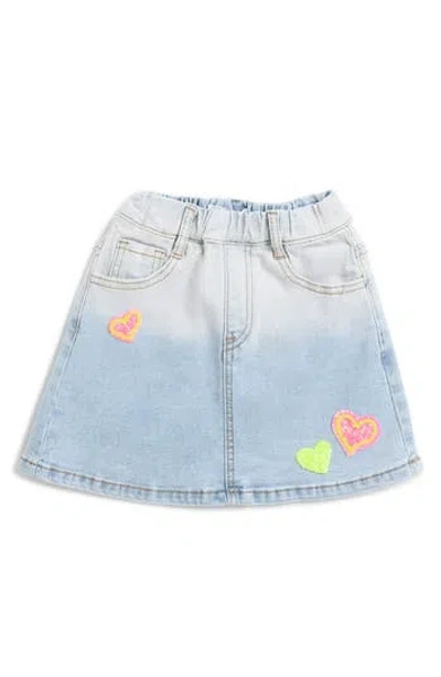 Doe A Dear Kids' Sequin Hearts Denim Skirt In Blue