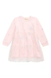 Doe A Dear Kids' Snowflake Sequin Long Sleeve Dress In Pink